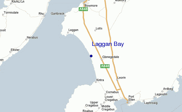 mapa de localização de Laggan Bay (Islay)