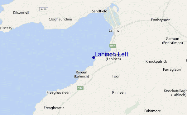 mapa de localização de Lahinch Left
