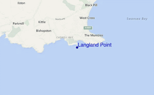 mapa de localização de Langland Point