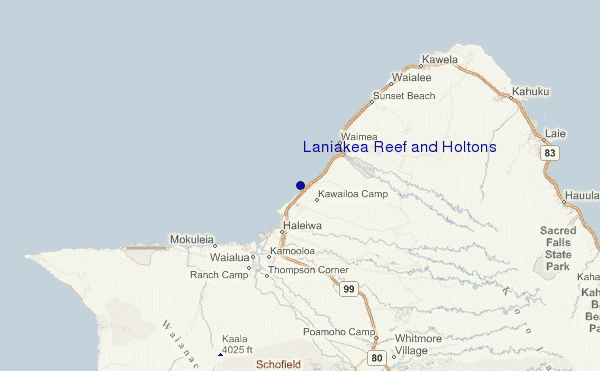 mapa de localização de Laniakea Reef and Holtons