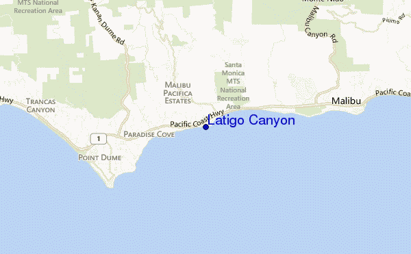 mapa de localização de Latigo Canyon