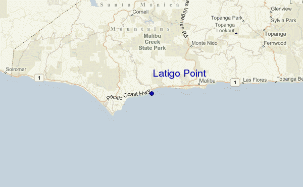 mapa de localização de Latigo Point
