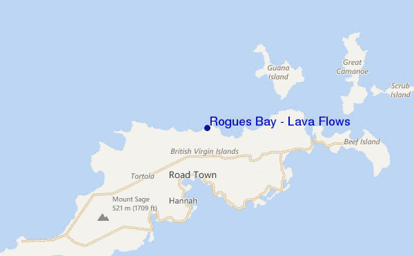 mapa de localização de Rogues Bay - Lava Flows
