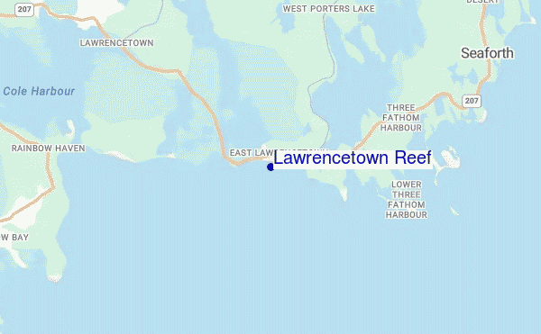 mapa de localização de Lawrencetown Reef
