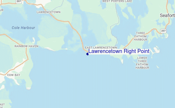 mapa de localização de Lawrencetown Right Point