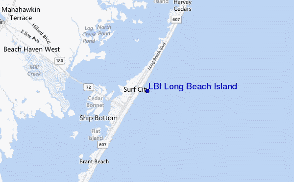 mapa de localização de LBI Long Beach Island