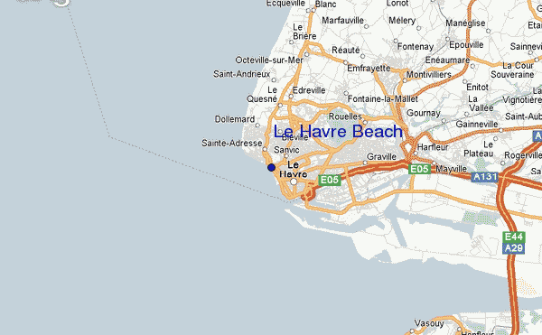 mapa de localização de Le Havre Beach