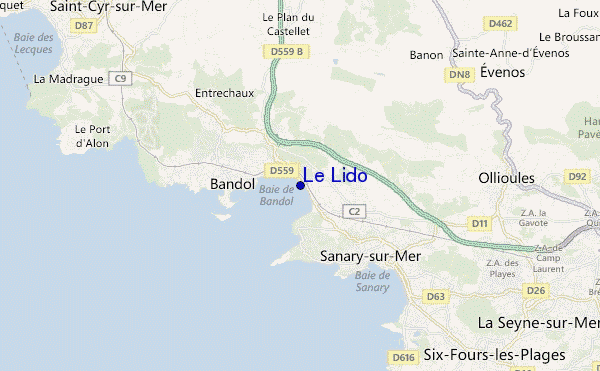 mapa de localização de Le Lido