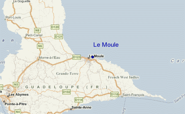 mapa de localização de Le Moule