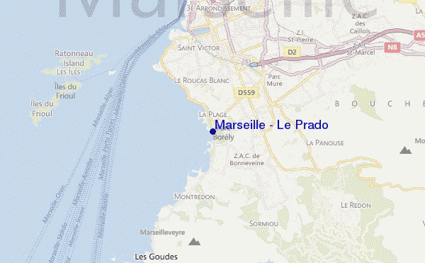 mapa de localização de Marseille - Le Prado