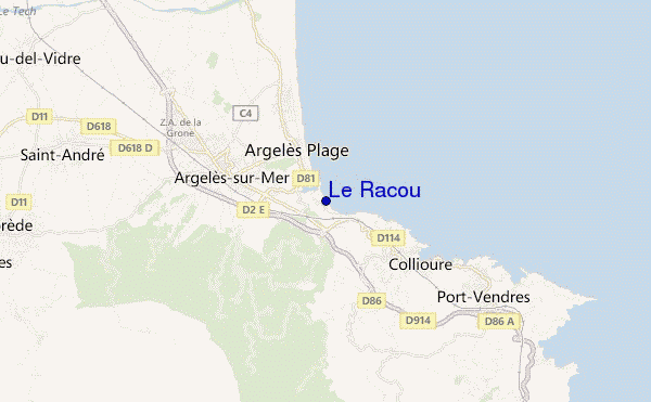 mapa de localização de Le Racou