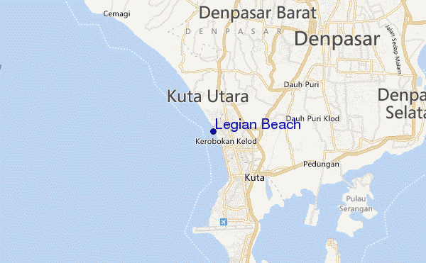 mapa de localização de Legian Beach