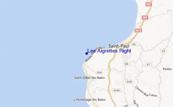 mapa de localização de Les Aigrettes Right