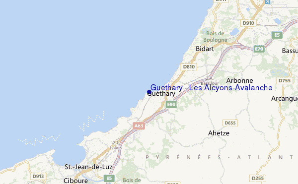 mapa de localização de Guethary - Les Alcyons/Avalanche