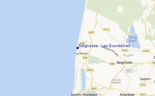 mapa de localização de Seignosse - Les Bourdaines