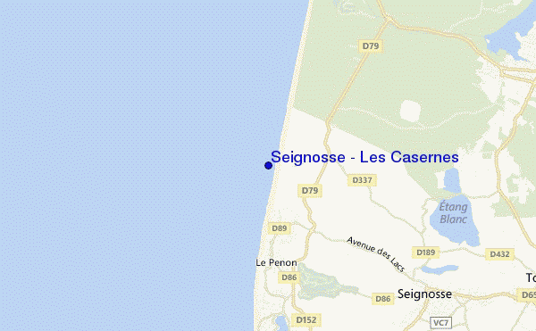 mapa de localização de Seignosse - Les Casernes