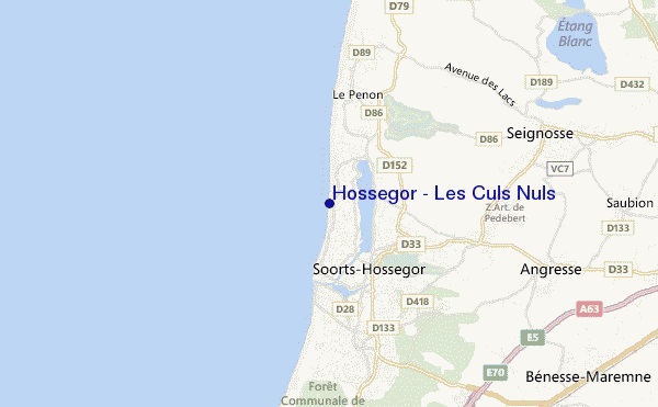 mapa de localização de Hossegor - Les Culs Nuls