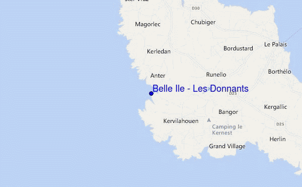 mapa de localização de Belle Ile - Les Donnants