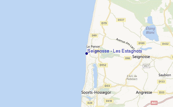 mapa de localização de Seignosse - Les Estagnots