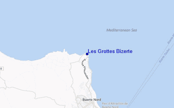 mapa de localização de Les Grottes Bizerte