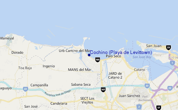 mapa de localização de Cochino (Playa de Levittown)