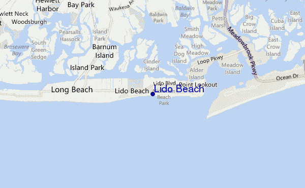 mapa de localização de Lido Beach