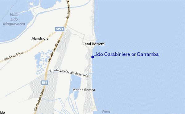 mapa de localização de Lido Carabiniere or Carramba