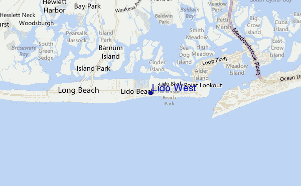 mapa de localização de Lido West