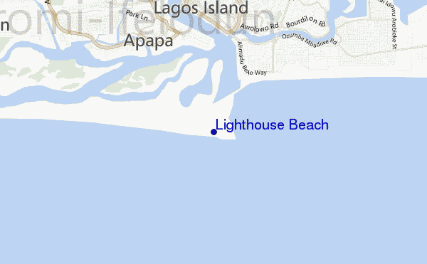 mapa de localização de Lighthouse Beach