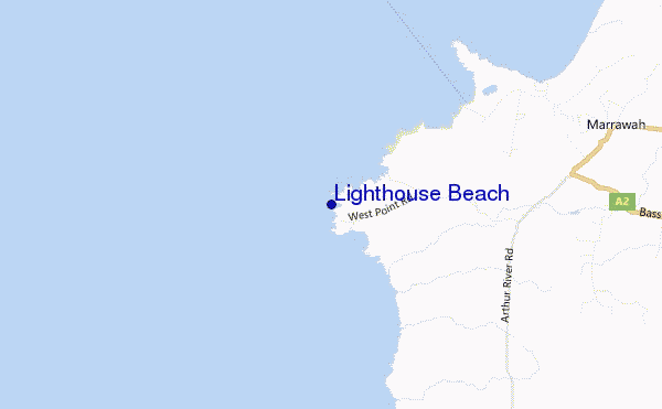 mapa de localização de Lighthouse Beach