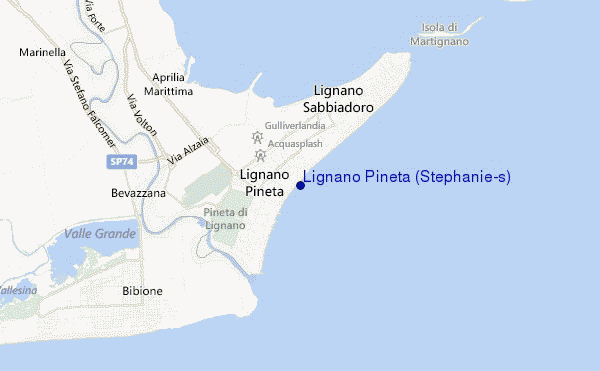 mapa de localização de Lignano Pineta (Stephanie's)