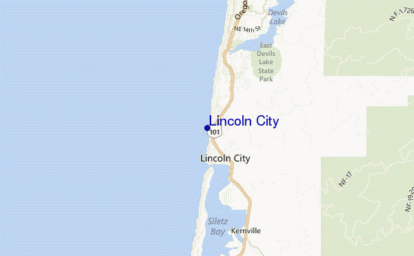 mapa de localização de Lincoln City