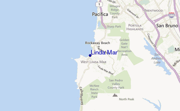 mapa de localização de Linda Mar