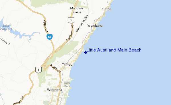 mapa de localização de Little Austi and Main Beach
