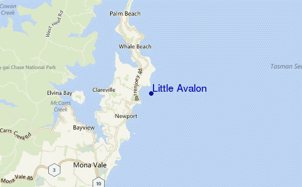 mapa de localização de Little Avalon