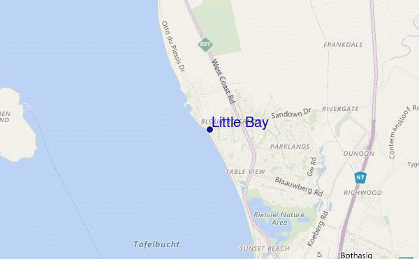 mapa de localização de Little Bay