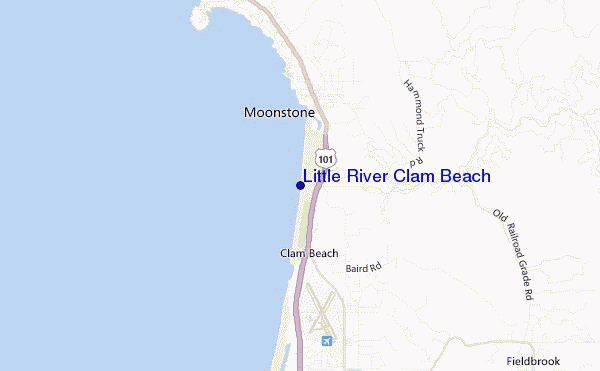 mapa de localização de Little River Clam Beach