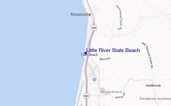 mapa de localização de Little River State Beach