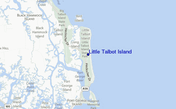 mapa de localização de Little Talbot Island