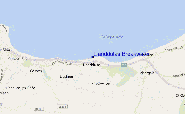 mapa de localização de Llanddulas Breakwater
