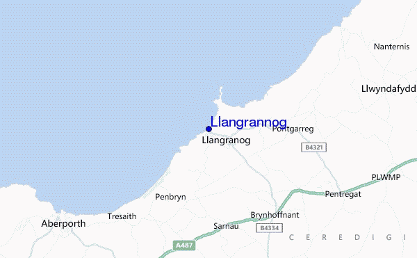mapa de localização de Llangrannog