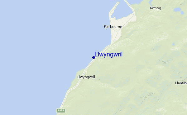 mapa de localização de Llwyngwril