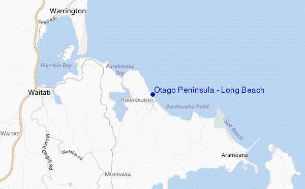mapa de localização de Otago Peninsula - Long Beach