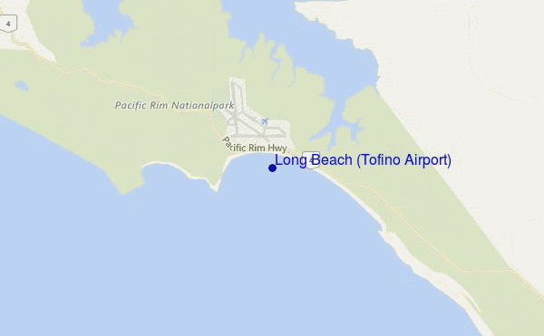 mapa de localização de Long Beach (Tofino Airport)