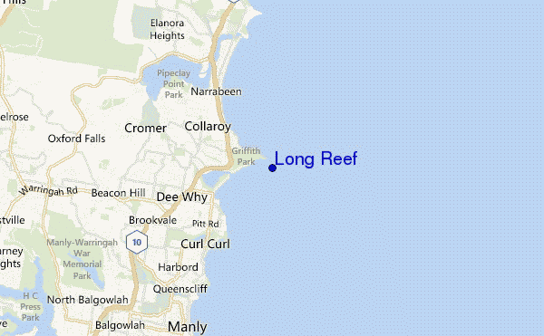 mapa de localização de Long Reef