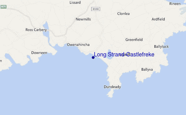 mapa de localização de Long Strand-Castlefreke