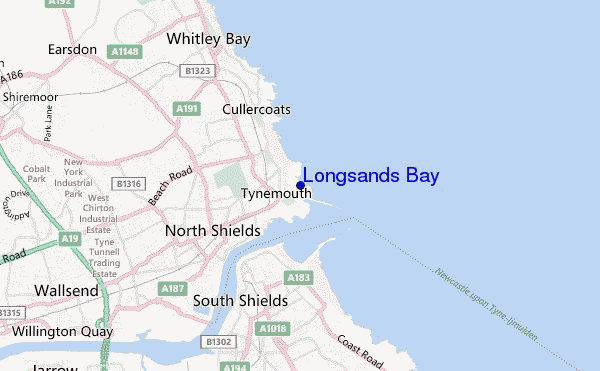 mapa de localização de Longsands Bay