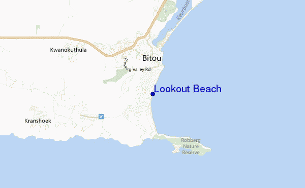mapa de localização de Lookout Beach
