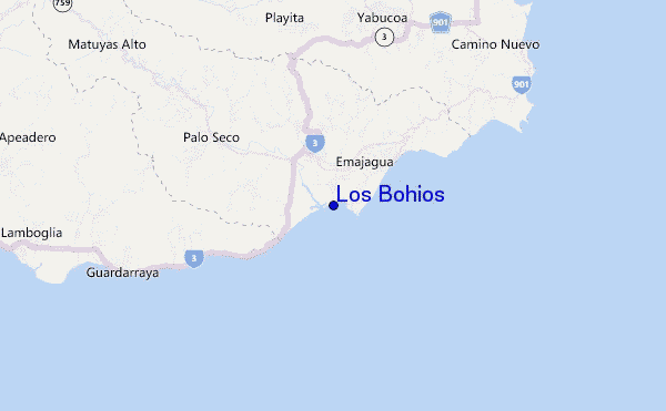 mapa de localização de Los Bohios