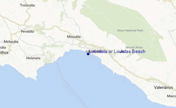 mapa de localização de Lourdata or Lourdas Beach